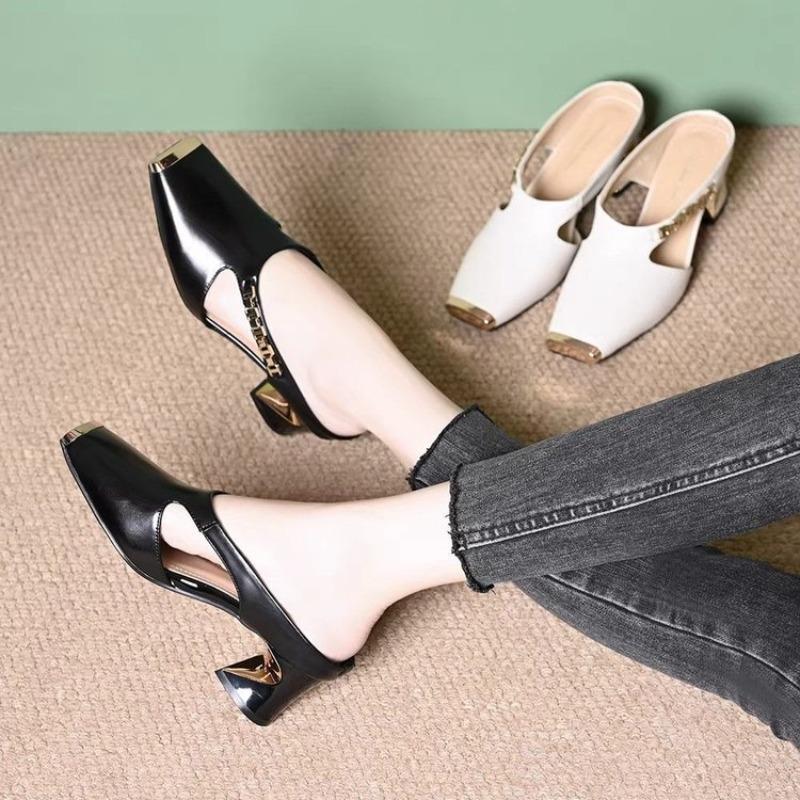 Summer Clothing Stores - Women High Heels Slippers Chunky Mules