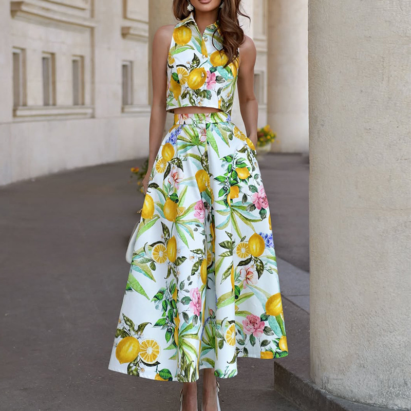 Summer Zara - Women's Fashion Lemon Print Sleeveless Shirt