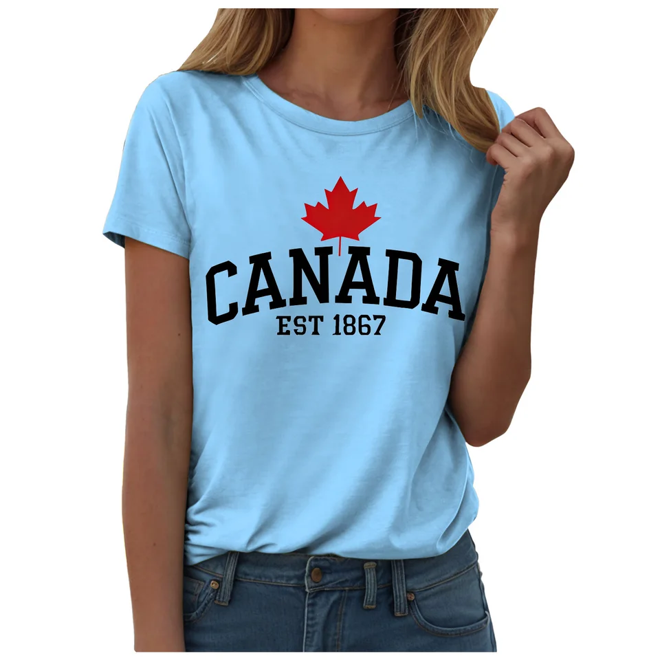 Maple Leaf Flag T-Shirt For Wo - Summer Clothing Women Canada review and price